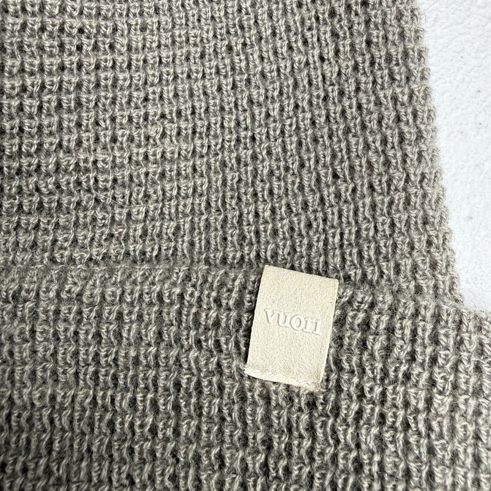 Vuori Alpine Waffle Knit Beanie Adult One Size Grey Knit Cuffed Winter Cap - Picture 2 of 5